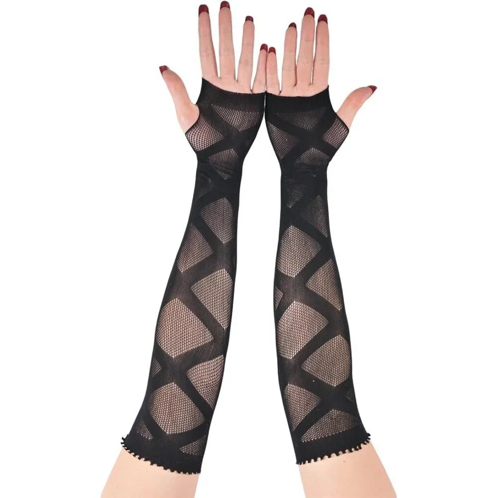 Women's Fishing Halloween Black 15 Net Gloves Fingerless Gothic Accessories